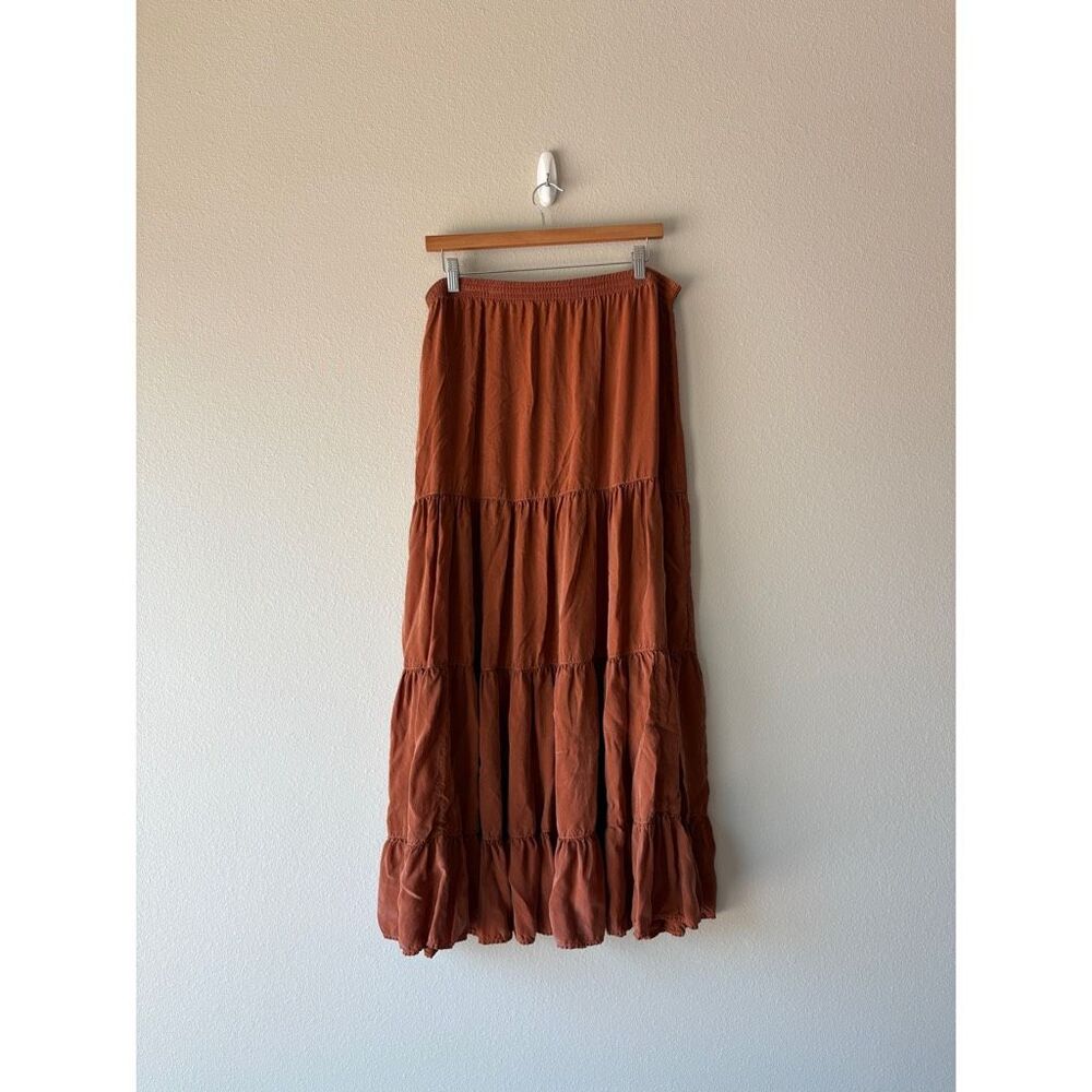 Orange boho maxi skirt